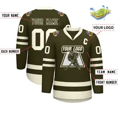 Olive Olive-Khaki Classic Hockey Jersey 2