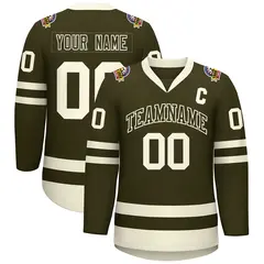 Olive Olive-Khaki Classic Hockey Jersey 1