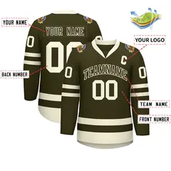 Olive Olive-Khaki Classic Hockey Jersey 2