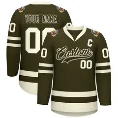 Olive Olive-Khaki Classic Hockey Jersey 1