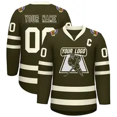 Olive Olive-Khaki Classic Hockey Jersey 1