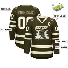Olive Olive-Khaki Classic Hockey Jersey 2