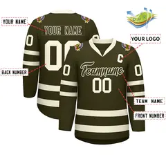 Olive Olive-Khaki Classic Hockey Jersey 2