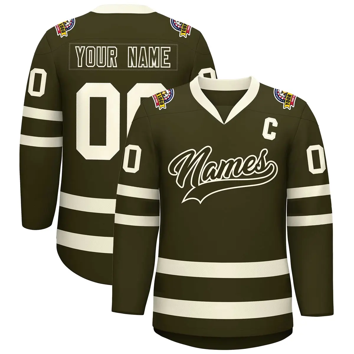 Olive Olive-Khaki Classic Hockey Jersey