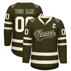 Olive Olive-Khaki Classic Hockey Jersey 1
