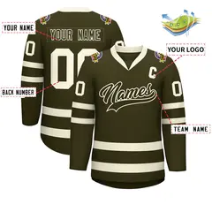 Olive Olive-Khaki Classic Hockey Jersey 2