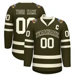Olive Olive-Khaki Classic Hockey Jersey 1