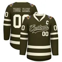 Olive Olive-Khaki Classic Hockey Jersey 1