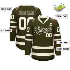 Olive Olive-Khaki Classic Hockey Jersey 2