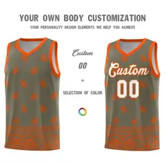 Olive Orange Cashew Pattern Basketball Jersey 10