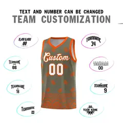Olive Orange Cashew Pattern Basketball Jersey 11