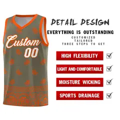 Olive Orange Cashew Pattern Basketball Jersey 2
