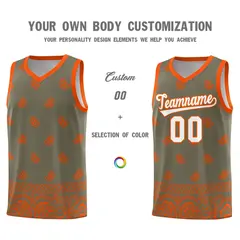 Olive Orange Cashew Pattern Basketball Jersey 24