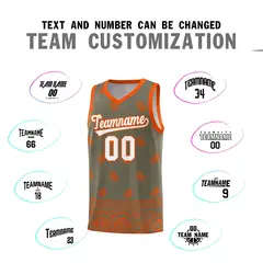 Olive Orange Cashew Pattern Basketball Jersey 25