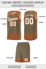 Olive Orange Cashew Pattern Basketball Jersey 26