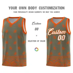 Olive Orange Cashew Pattern Basketball Jersey 3