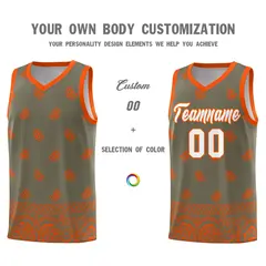 Olive Orange Cashew Pattern Basketball Jersey 31