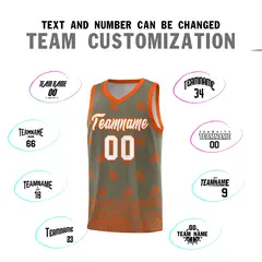 Olive Orange Cashew Pattern Basketball Jersey 32