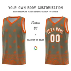 Olive Orange Cashew Pattern Basketball Jersey 38