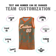 Olive Orange Cashew Pattern Basketball Jersey 4