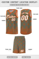 Olive Orange Cashew Pattern Basketball Jersey 5