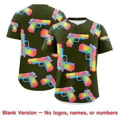 Olive Orange Sugar-Coated Firepower Graffiti Baseball Jersey 4