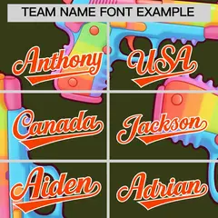 Olive Orange Sugar-Coated Firepower Graffiti Baseball Jersey 5