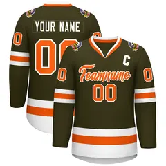 Olive Orange-White Classic Hockey Jersey 1