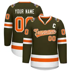 Olive Orange-White Classic Hockey Jersey 1