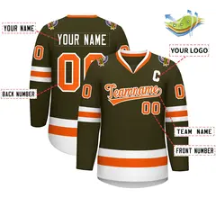 Olive Orange-White Classic Hockey Jersey 2
