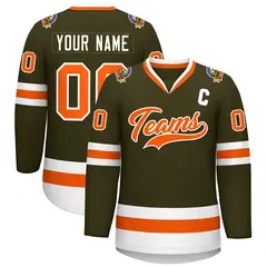 Olive Orange-White Classic Hockey Jersey 1