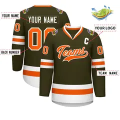 Olive Orange-White Classic Hockey Jersey 2