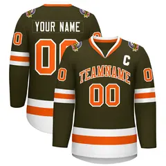 Olive Orange-White Classic Hockey Jersey
