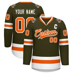 Olive Orange-White Classic Hockey Jersey 1