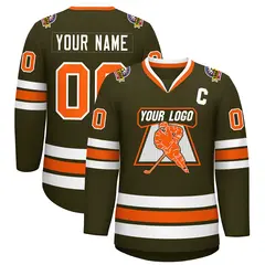 Olive Orange-White Classic Hockey Jersey 1