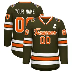 Olive Orange-White Classic Hockey Jersey 1