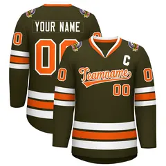 Olive Orange-White Classic Hockey Jersey
