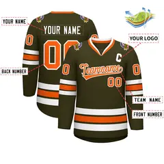 Olive Orange-White Classic Hockey Jersey 2