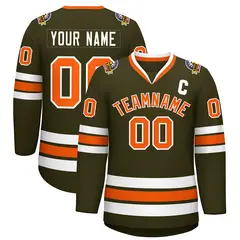 Olive Orange-White Classic Hockey Jersey