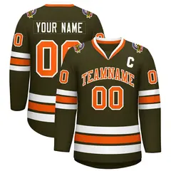 Olive Orange-White Classic Hockey Jersey