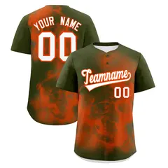 Olive Orange White Skeleton Graffiti Baseball Jersey 1