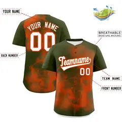Olive Orange White Skeleton Graffiti Baseball Jersey 2