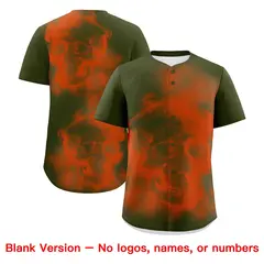 Olive Orange White Skeleton Graffiti Baseball Jersey 8