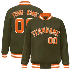 Olive Orange-White Varsity Full-Snap Letterman Jacket 1