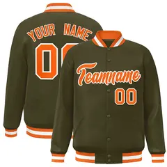 Olive Orange-White Varsity Full-Snap Letterman Jacket 1