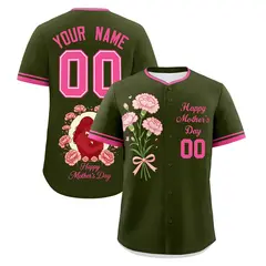 Olive Pink Mother's Day Baseball Jersey 1