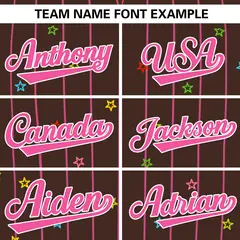 Olive Pink Stripe Star Pattern Authentic Baseball Jersey 3