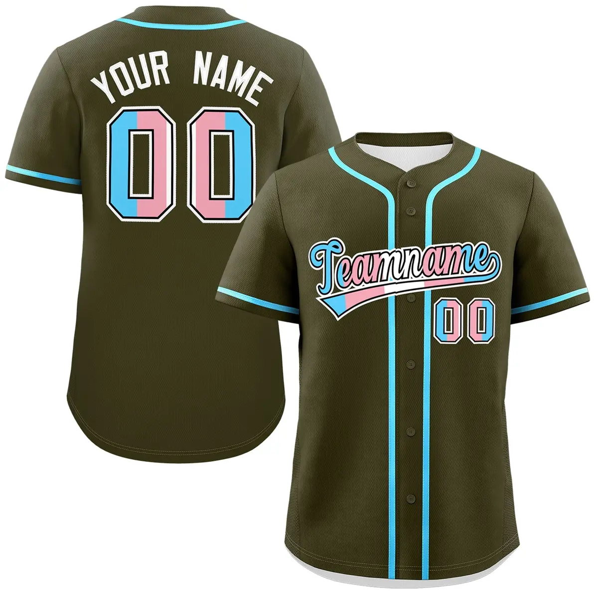 Olive Powder Blue Transgender Pride Month Baseball Jersey