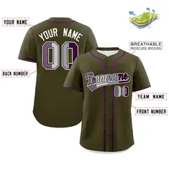 Olive Purple Pride Month Classic Baseball Jersey 2