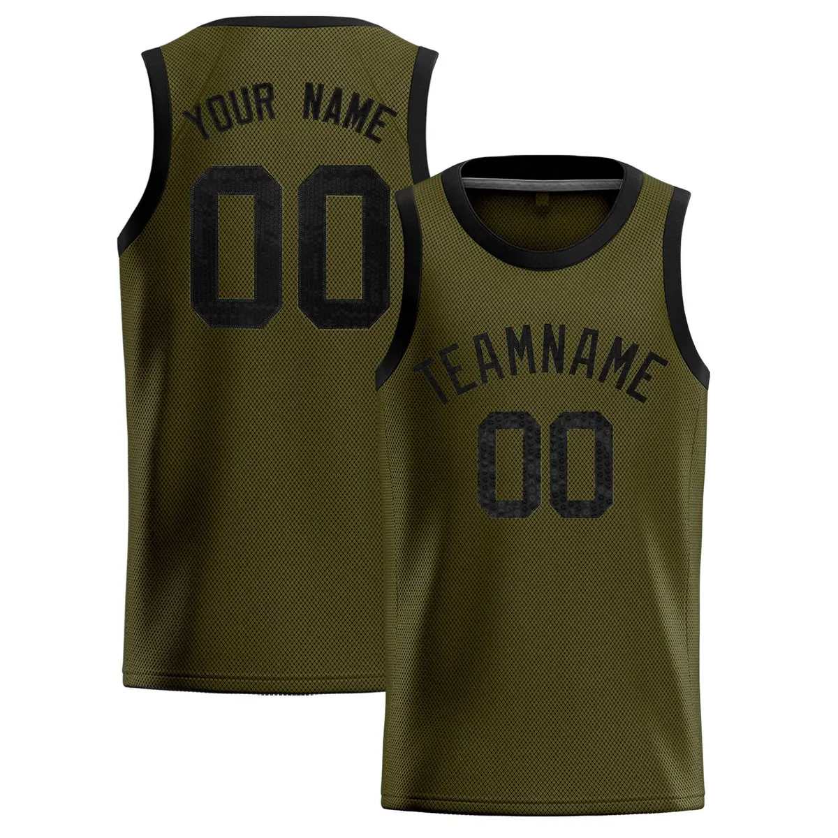 Olive Sequined Trim Athletic Basketball Jersey